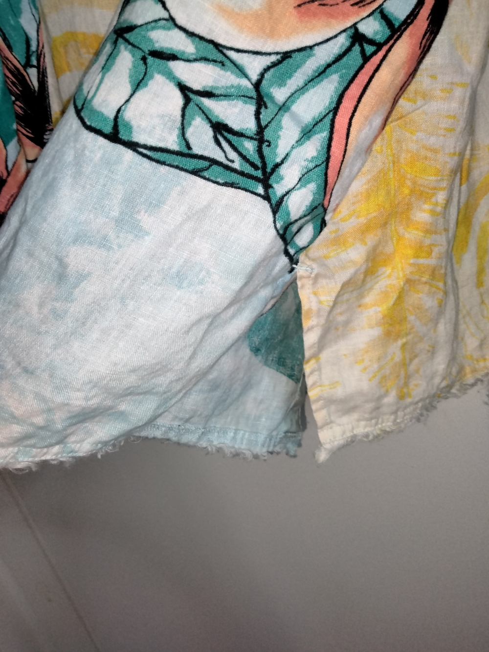 John Mark -Sz 2X- Multicolored Floral Linen Button-Down Front 3/4 Sleeve Shirt - Picture 6 of 14